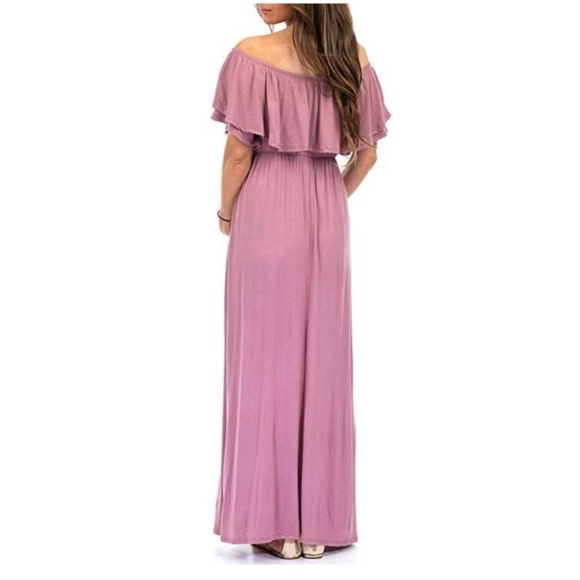 Open Shoulder Maternity Ruffle Dress - Picture 3 of 3